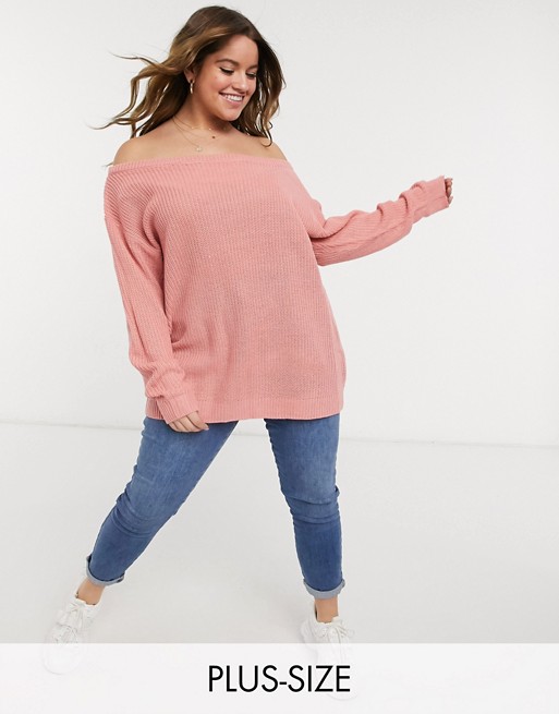 Yours bardot jumper in pink