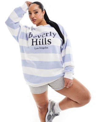 Yours beverley hills stripe jumper in blue and white