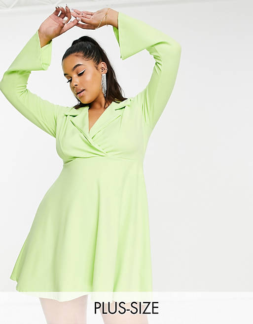 Yours blazer dress in lime green