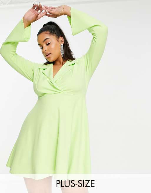 Yours blazer dress in lime green