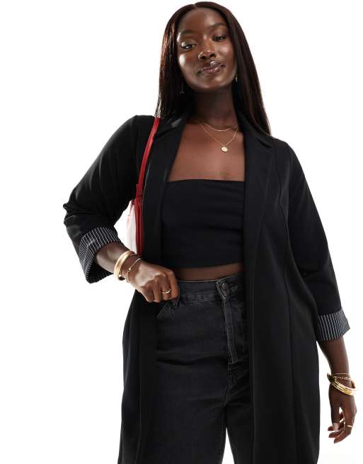 Yours - Blazer nero con maniche risvoltate