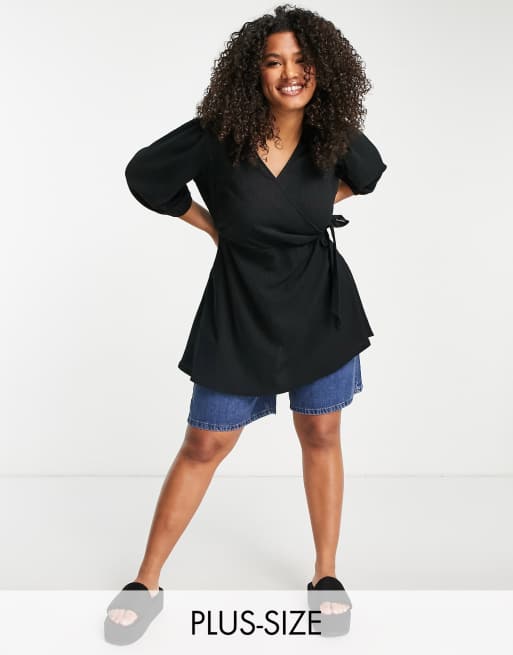 Yours - Blouse cache-cœur - Noir