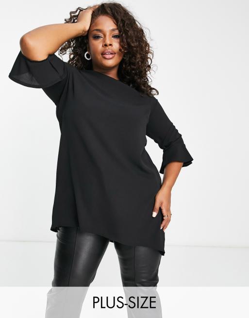 Yours - Blouse met uitlopende mouwen in zwart