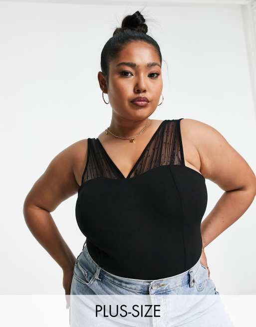 Yours - Body met mesh details in zwart