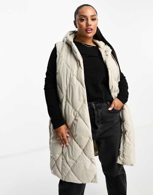 Yours - Bodywarmer met lange pasvorm in ivoor