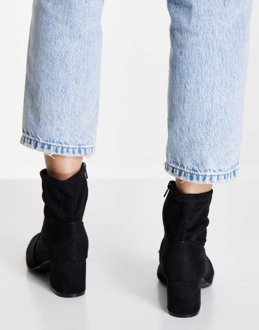 Yours - Brede pasvorm - Sock boots met stretch en hak in zwart, 2 van 4