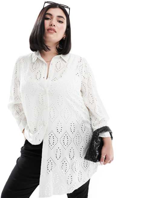 Yours broderie shirt in white