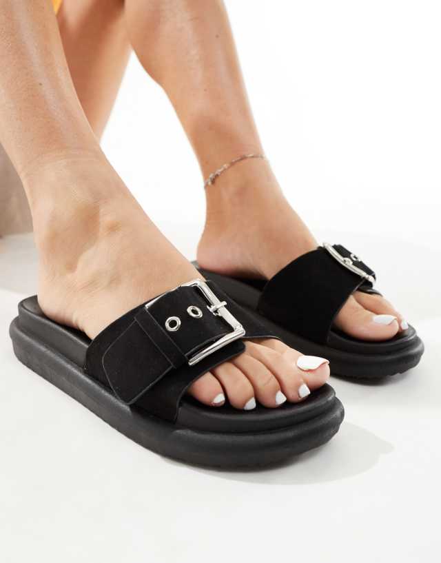 Yours - buckle sandals in black