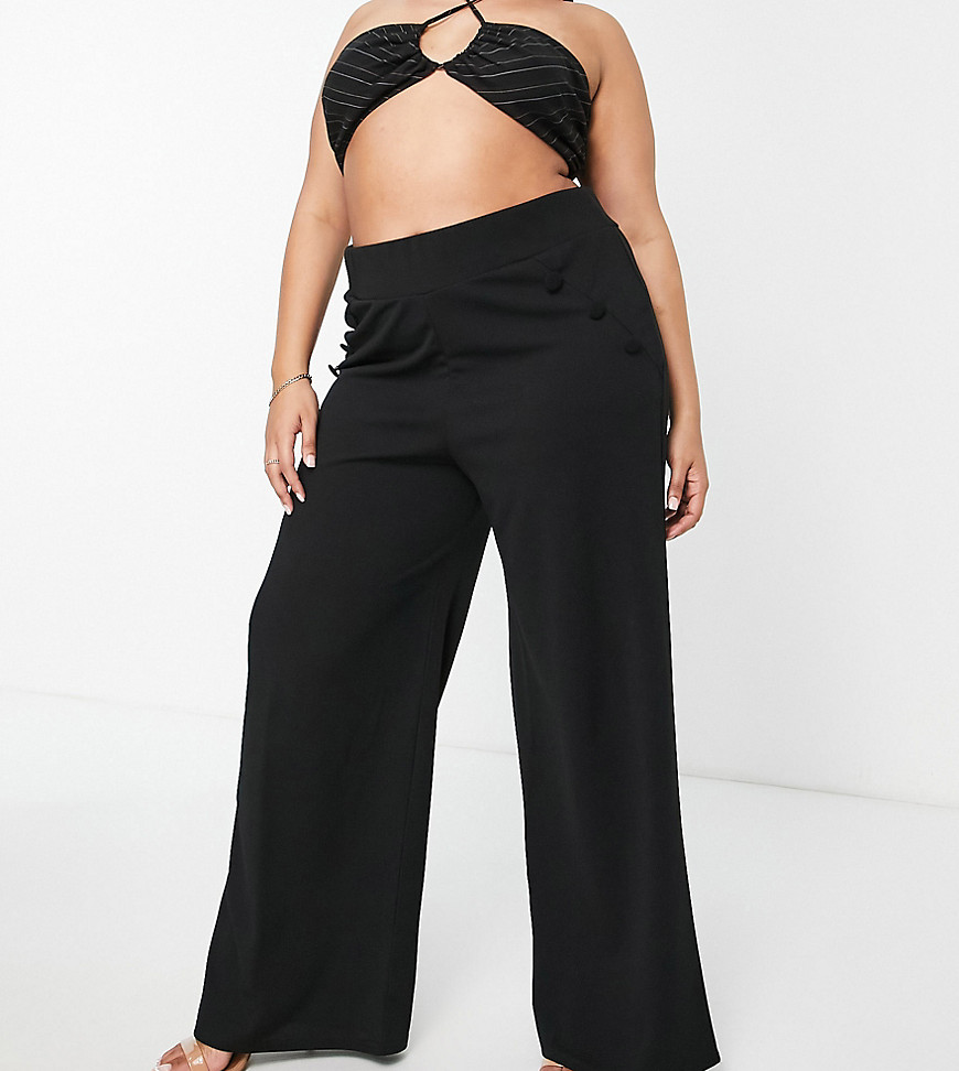 Plus-size trousers by Yours The scroll is over High rise Button details Wide leg