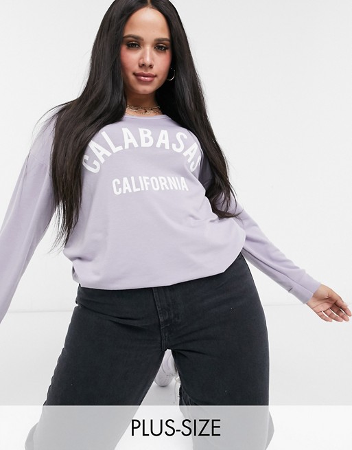 Yours California slogan sweatshirt in purple