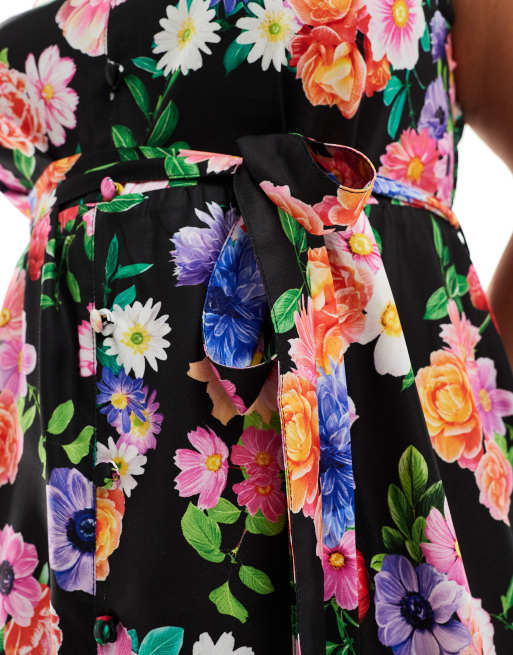 Yours cami sundress with frill hem in floral print , 3 of 4