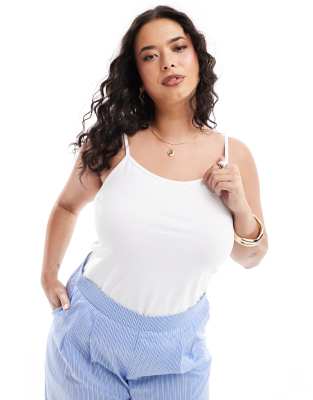 Yours Yours cami vest top in white-Neutral