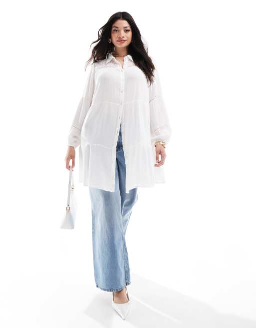 Yours - Camicia bianca a balze