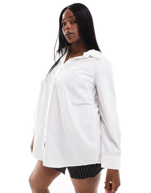 Yours - Camicia comoda a maniche lunghe bianca con bottoni