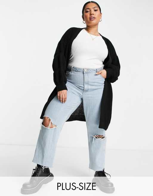 Yours - Cardigan con maniche arricciate, colore nero