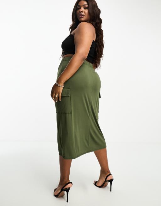 Tan skirt 2024 plus size midi