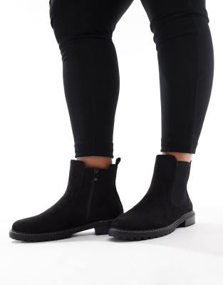 Yours - Chelsea-Stiefel in Schwarz mit kurzem Schaft