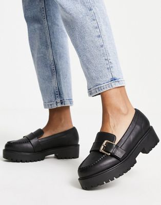Yours chunky loafer with buckle detail in black | ASOS