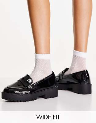 Yours chunky patent loafer in black