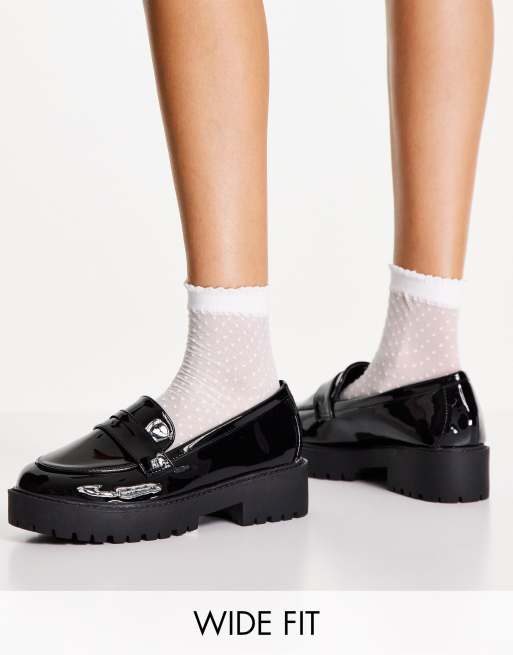 Yours Chunky Patent Loafer In Black Asos 4985