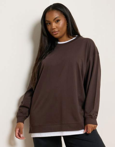 Yours Clothing 2-in-1 jumper in brown - view 1