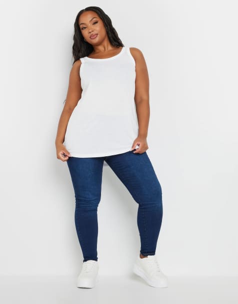 Yours Clothing 3 pack core vest tops in black