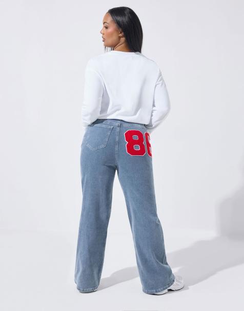 Yours Clothing '86' wide leg jeans in blue - view 1