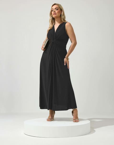 Yours Clothing Abstract knot detail dress in black - view 1
