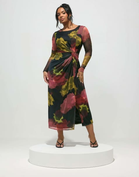 Yours Clothing Abstract knot maxi dress in black - view 1