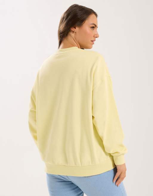 Yours Clothing 'amalfi' embroidered slogan sweatshirt in yellow, 2 of 4