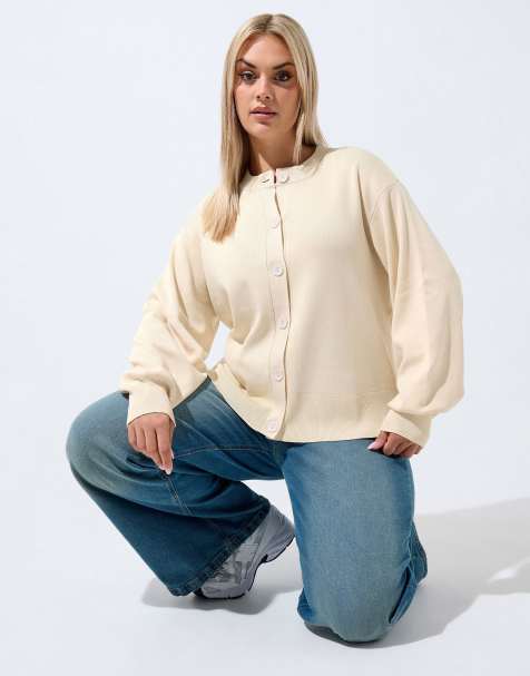 Yours Clothing Balloon sleeve cardigan in natural - view 1