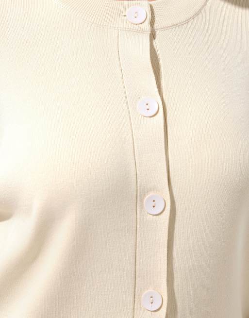 Yours Clothing Balloon sleeve cardigan in natural, 4 of 4