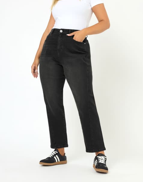 Yours Clothing Barrel leg jeans in black