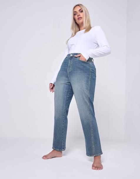 Yours Clothing Barrel leg jeans in blue - view 1