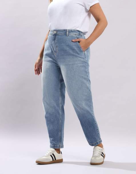 Yours Clothing Barrel leg jeans in blue - view 1