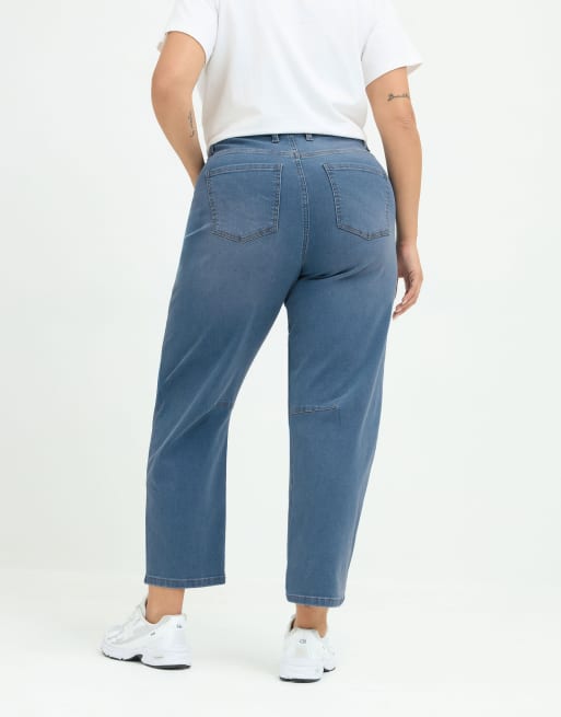 Yours Clothing Barrel leg jeans in blue, 3 of 4