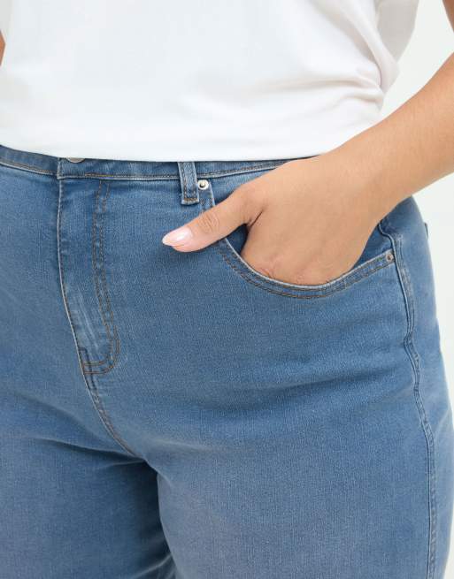 Yours Clothing Barrel leg jeans in blue, 4 of 4