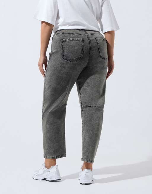 Yours Clothing Barrel leg jeans in grey, 3 of 4