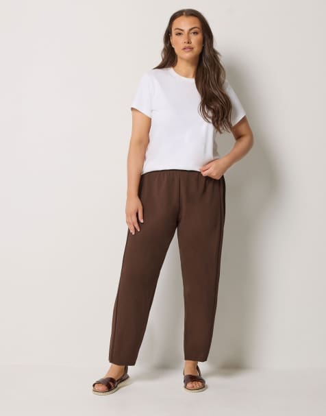 Yours Clothing Barrel trousers in brown