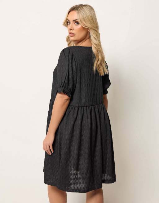 Yours Clothing Bow front mini dress in black, 4 of 4