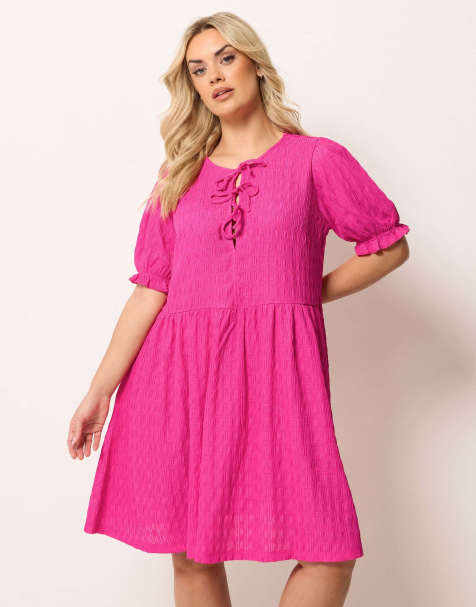 Yours Clothing Bow front mini dress in pink - view 1