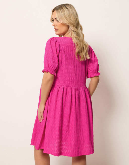 Yours Clothing Bow front mini dress in pink, 3 of 4