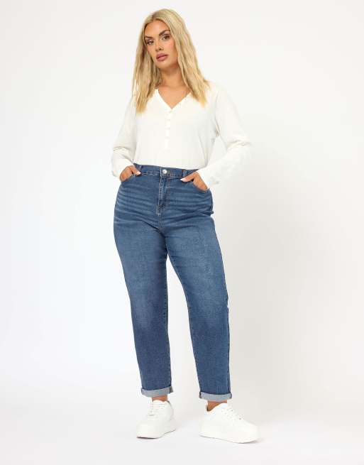 Yours Clothing Boyfriend jeans in blue, 4 of 4