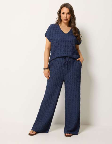 Yours Clothing Bubble textured t-shirt and trouser - view 1