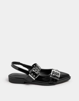  Buckle detail pointed slingback flats in wide e fit 