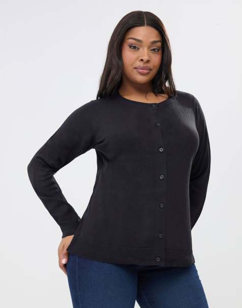 Yours Clothing Button through cardigan in black - view 1