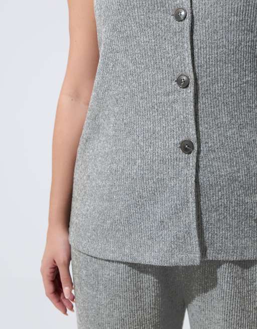 Yours Clothing Button through waistcoat in grey, 3 of 4