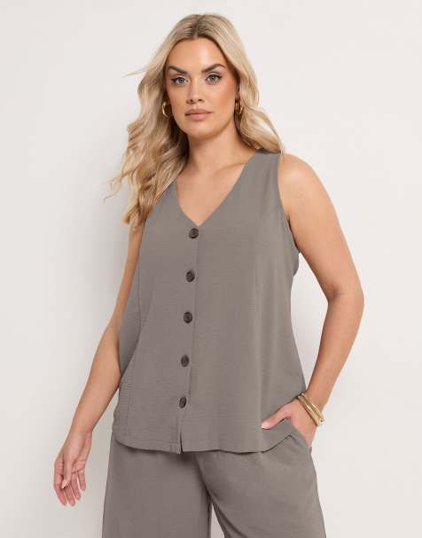 Yours Clothing Button through waistcoat in purple - view 1