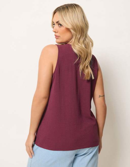 Yours Clothing Button through waistcoat in purple, 3 of 4