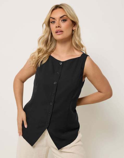 Yours Clothing Button waistcoat in black - view 1